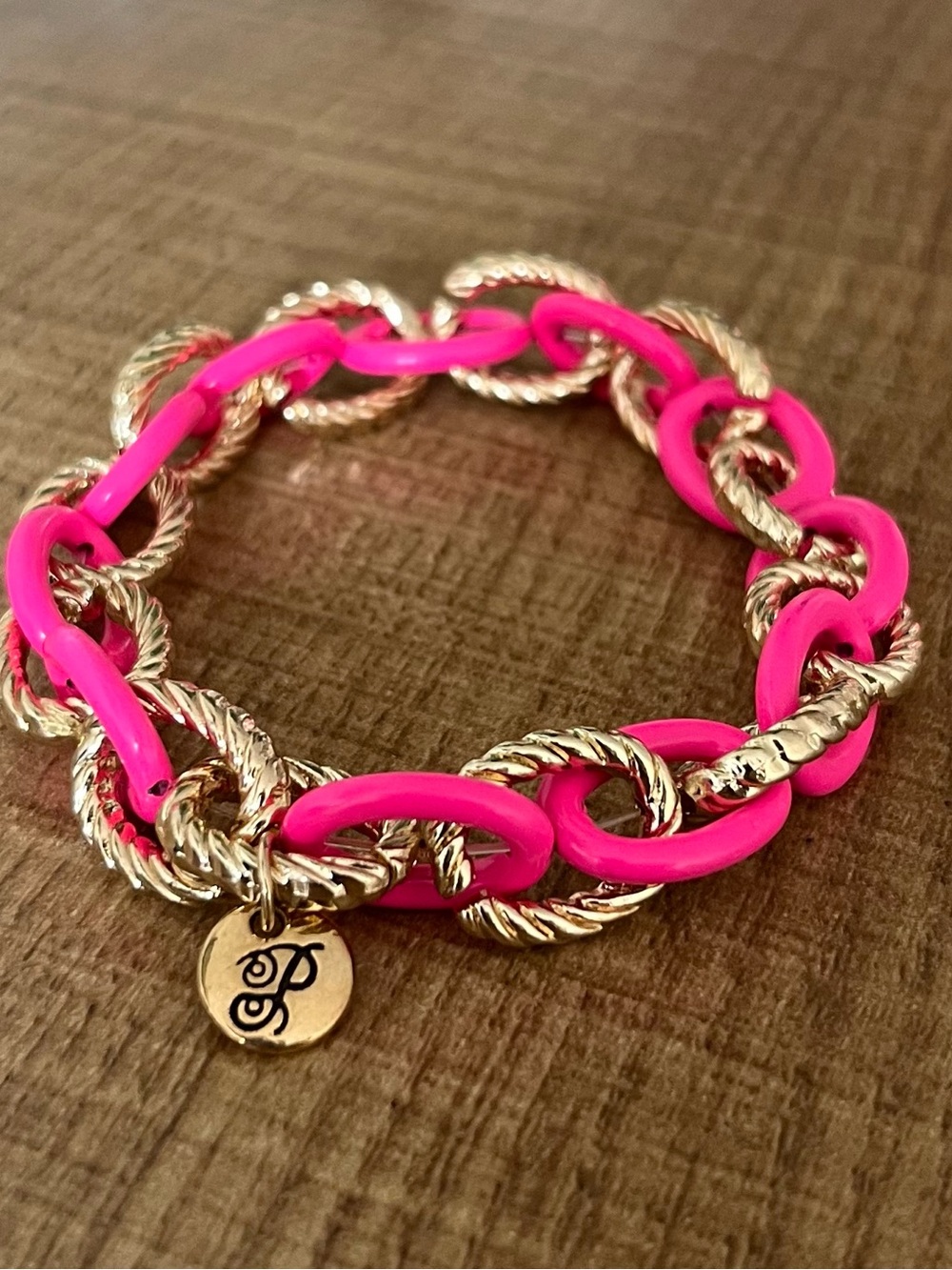 Plunder Pink and Gold Twisted Link Bracelet